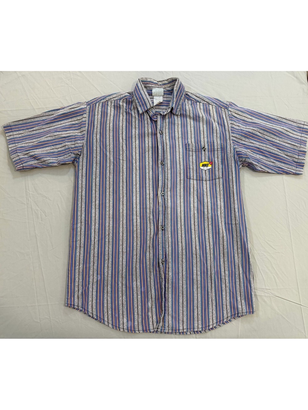 Key Elements Men’s L Striped Button Up Shirt Custom Nike Air Patches